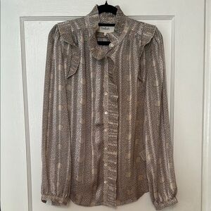 Ba&sh Patterned Blouse with Ruffle Accents